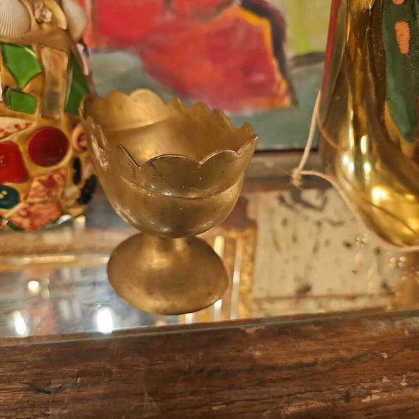 Mini brass compote footed vase bowl