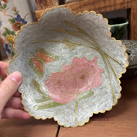 Moxie - Brass Butterfly & Floral Dish - 7.5" Diameter