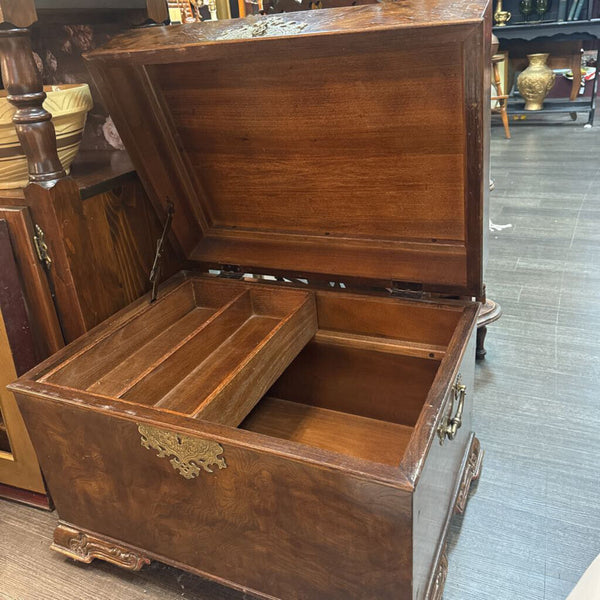 Burl wood heavy chest with divider