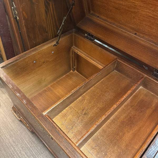 Burl wood heavy chest with divider