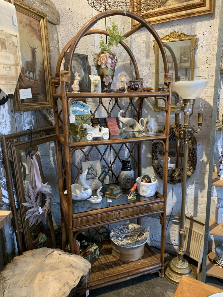 Bamboo & Glass 4 Shelf Cabinet~ 18" d x 30" w x 77.5" t~ Pick up in Store