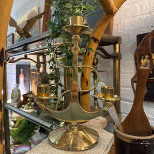 Brass anchor candle holder