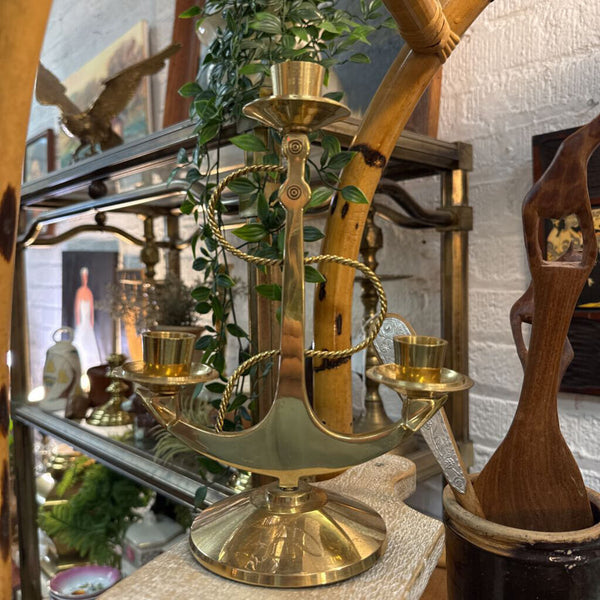 Brass anchor candle holder
