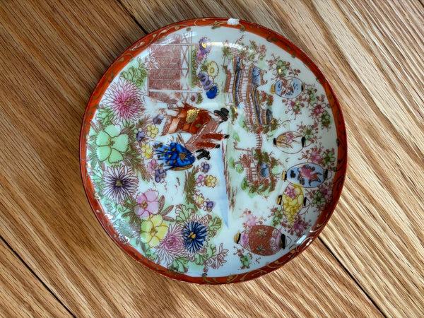 1920's Satsuma Handpainted Plate Set As Found 5in