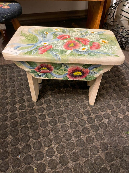 Vintage Handpainted stool as is