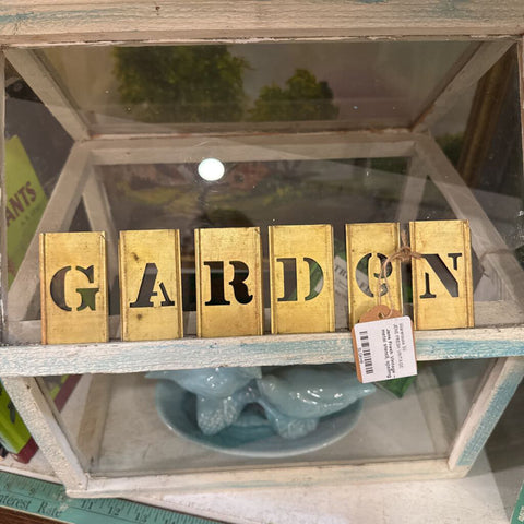 Jens Fresh Vintage ~ Vintafe metal stencil, spelling GARDEN