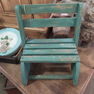 Sweet Vintage Chippy Blue/Green Wood Riser/Stool - Foldable