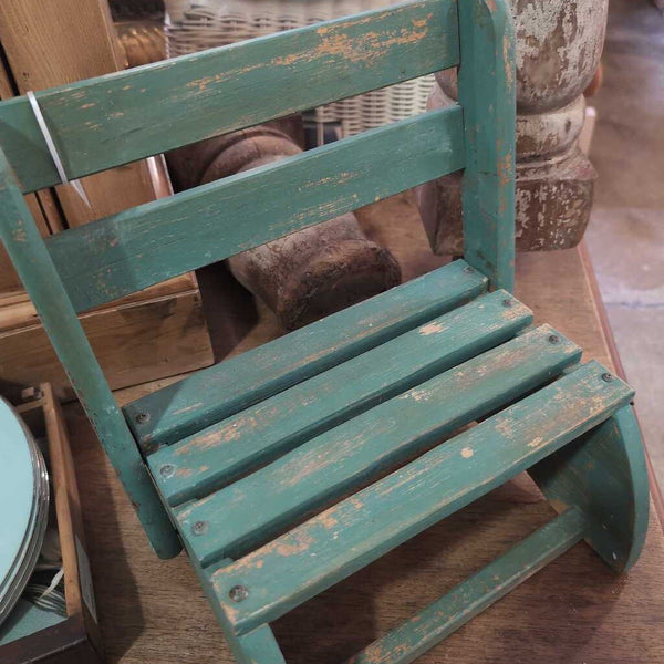 Sweet Vintage Chippy Blue/Green Wood Riser/Stool - Foldable