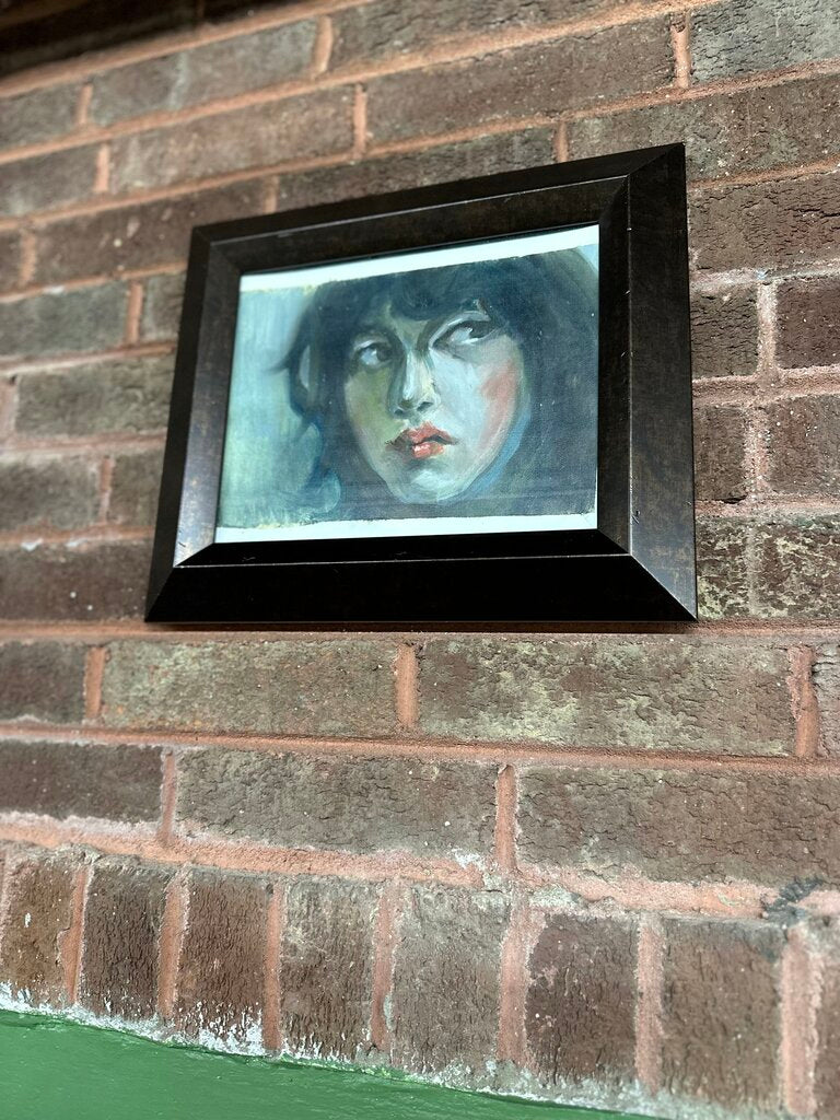 Female portrait oil painting framed
