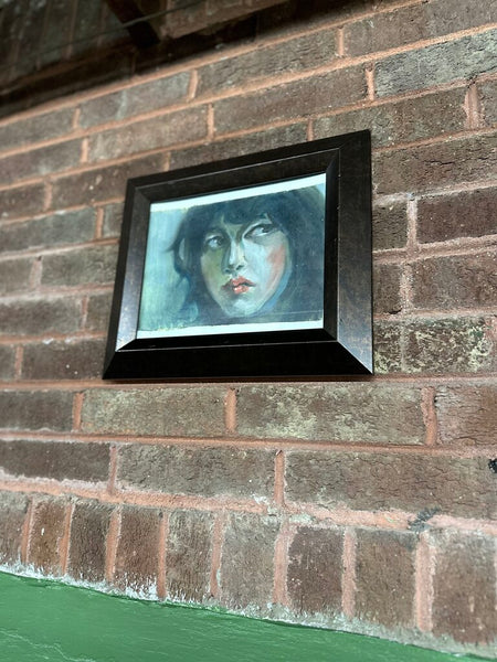Female portrait oil painting framed