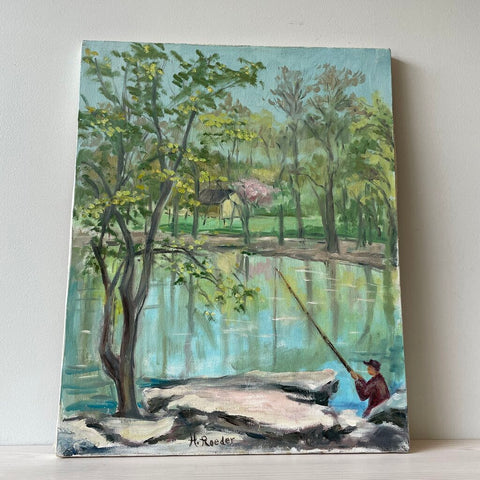 Moxie - Fishing Salt Creek Painting on Canvas - 16 x20
