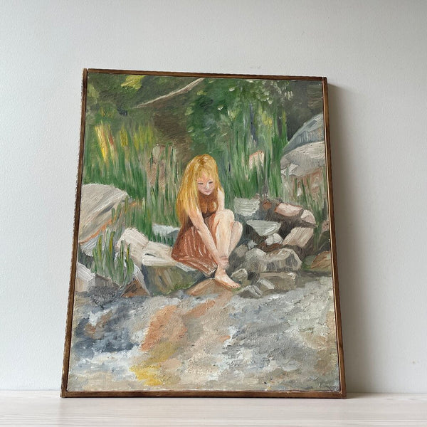 Moxie - Girl By Stream Painting - 16 x 20