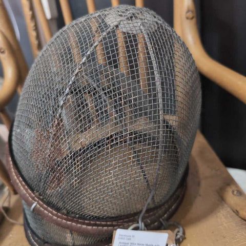 Antique Wire Horse Muzzle with Leather Trim