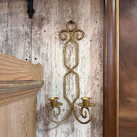 Pair Brass Twist Wall Candle holders