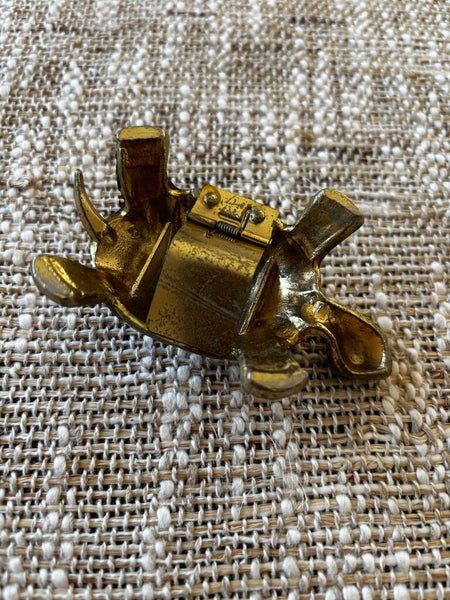 Vintage Rhinestoned Eyed Brass Turtle w/ Clip