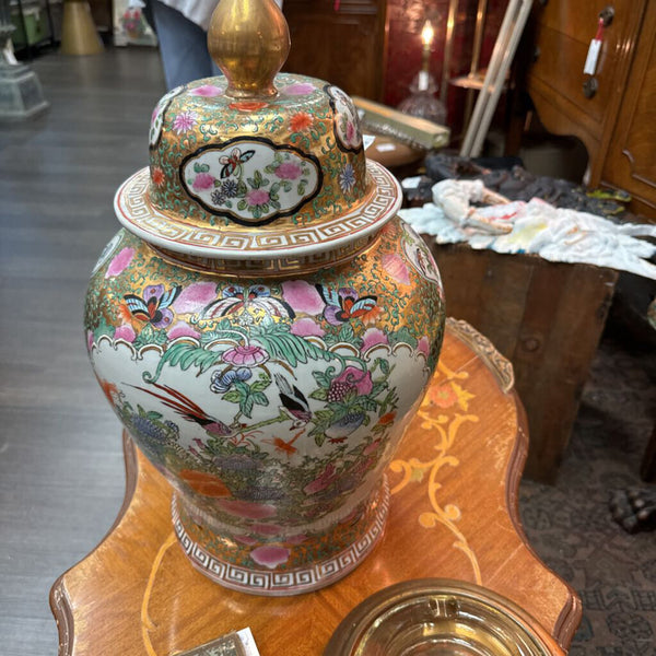 Vintage Large Pink & Gold Ginger Jar