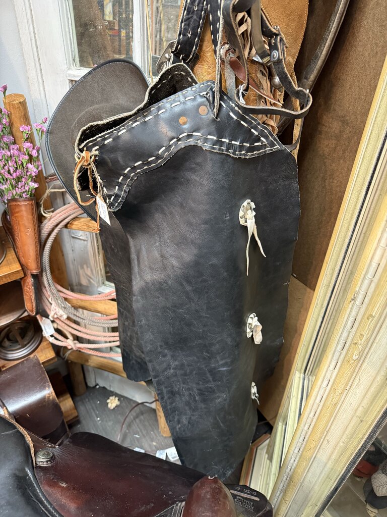 Vintage black leather Cowboy Chaps