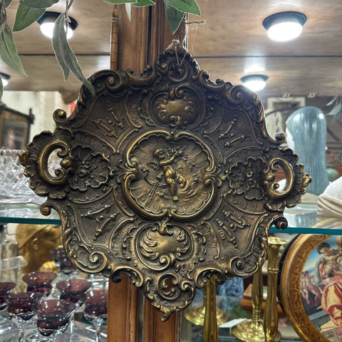 Vint Brass Cherub Wall Art 14x14"