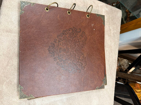 Leather embossed heart scrap book, black pages