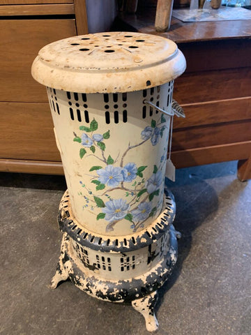 Vintage Metal Stove w Toll Painting