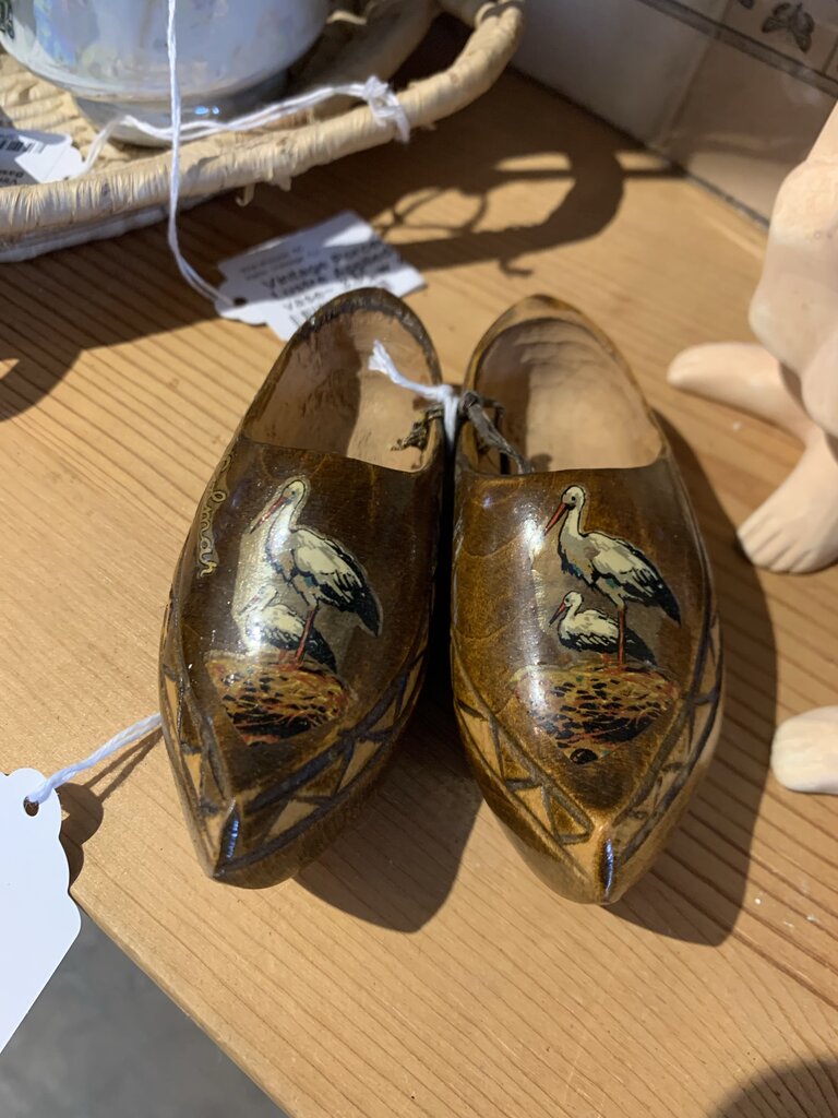 Vintage Dutch Crane Wooden Shoes~ 1.75" w x 4.25" l