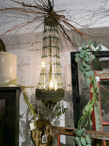 Vintage Green Wall Chandelier ~ 10" w x 31.5" l