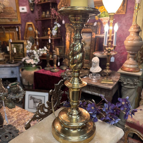 Vintage brass candlestick style lamp
