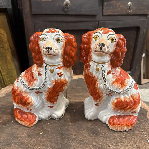 ANTIQUE STAFFORDSIRE DOGS PAIR 11X6