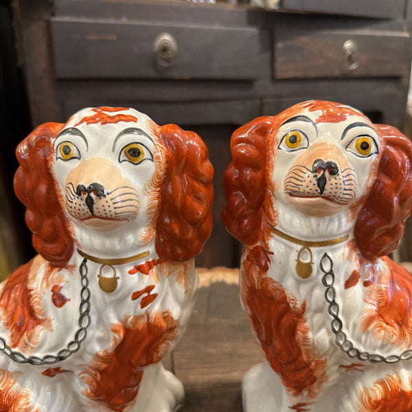 ANTIQUE STAFFORDSIRE DOGS PAIR 11X6