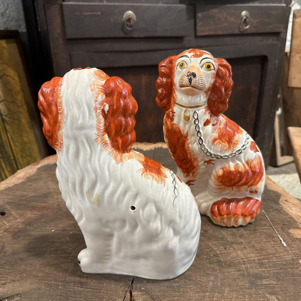 ANTIQUE STAFFORDSIRE DOGS PAIR 11X6