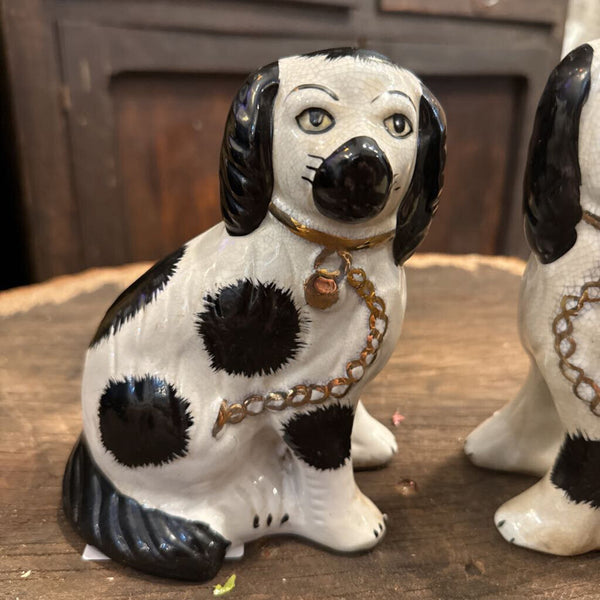 PAIR BLACK AND WHITE STAFFORDSIRE DOGS 8X6