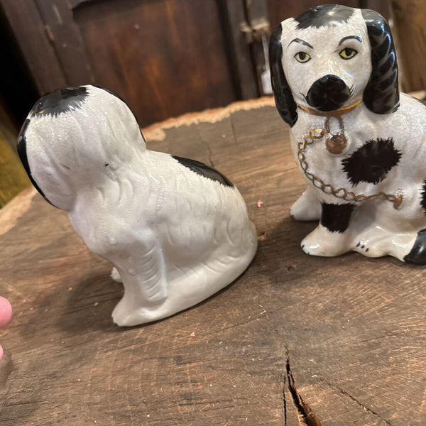 PAIR BLACK AND WHITE STAFFORDSIRE DOGS 8X6