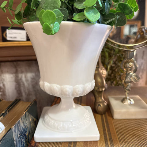 Milkglass Greek Key Planter