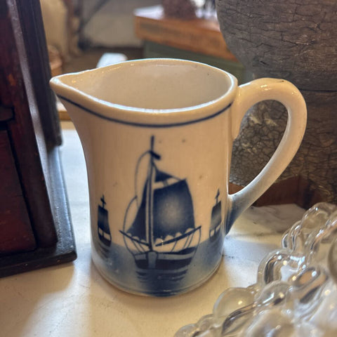 Blue and White Ship Creamer