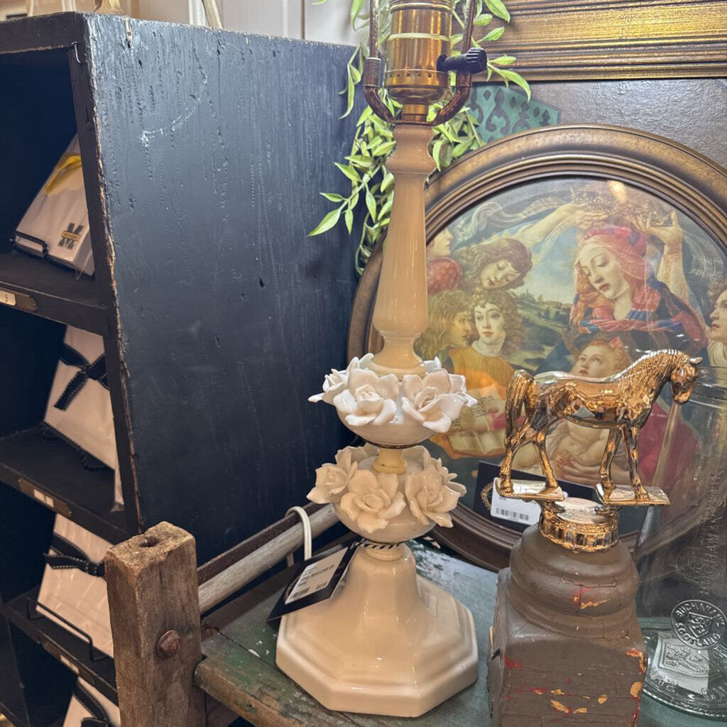 White floral Lamp as found