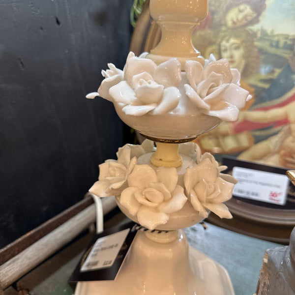 White floral Lamp as found