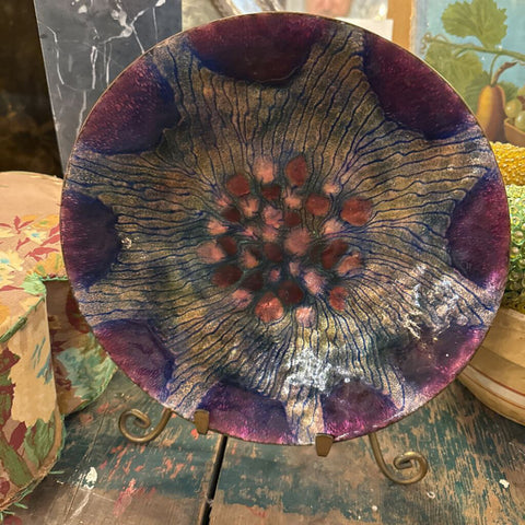 Copper and enamel mid century plate