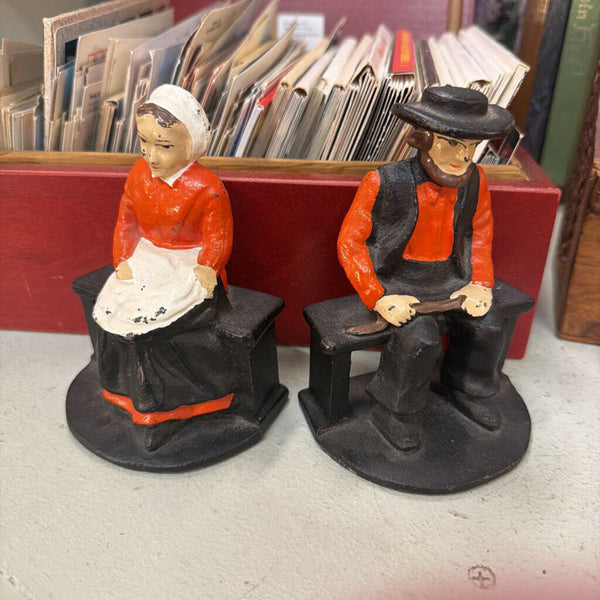 Vintage cast iron bookends Amish Couple