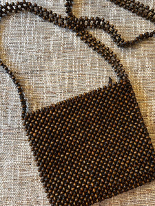 Vintage 70s Wood Beaded Purse