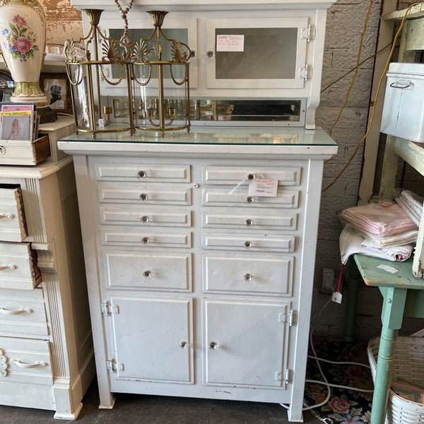 Vintage White Dental Cabinet 34w 60h 15d IN STORE P/U ONLY