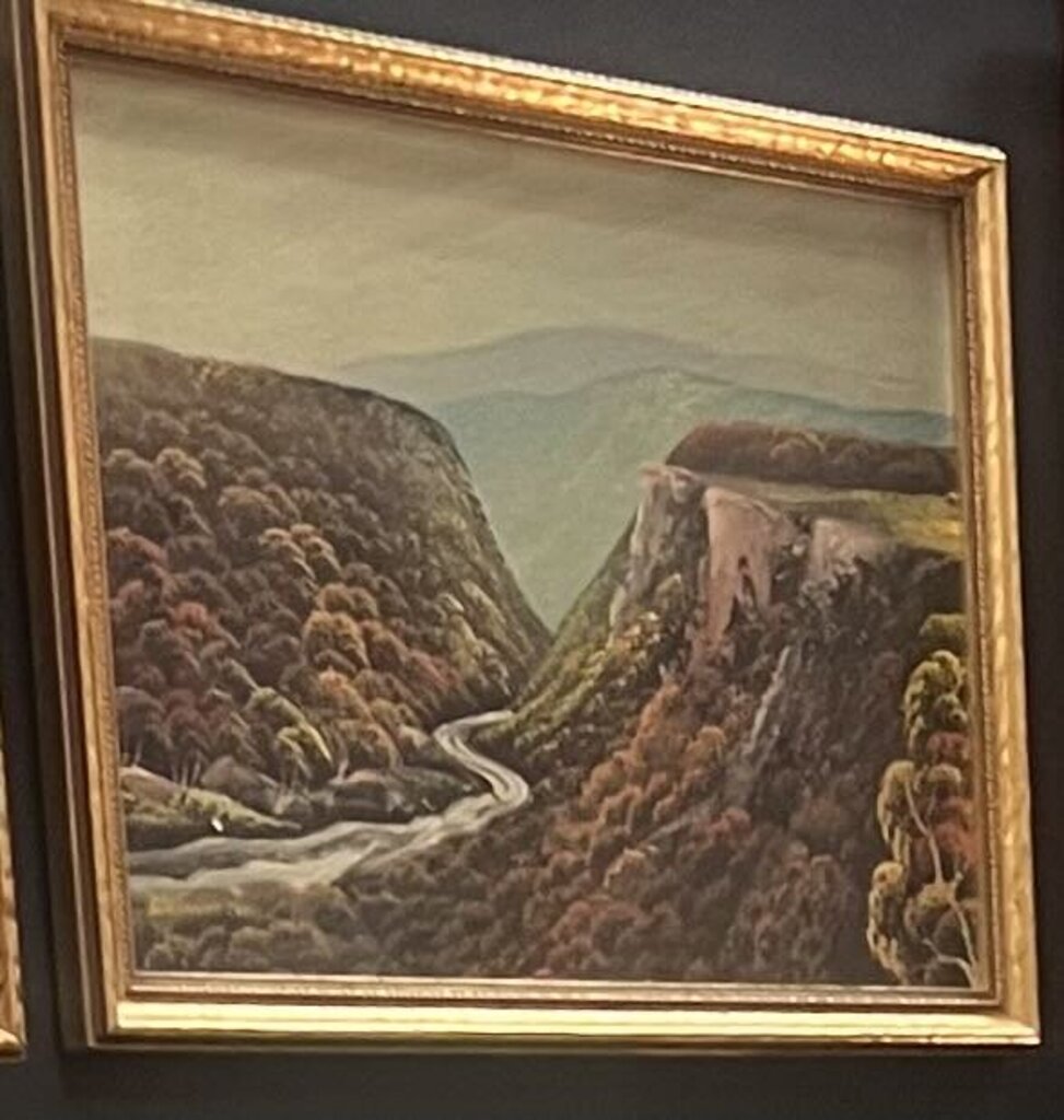Antique Franed Painting of Blackwater Canyon by Ernest Hertig 19.5W x 14H