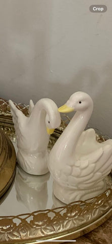Set of two bone China swans made in Japan