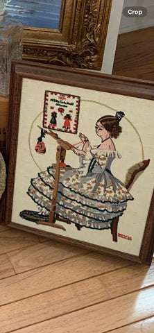 Vintage framed Norman Rockwell crewel