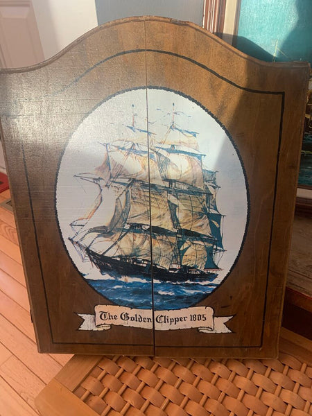Vintage Golden Clipper Dart board 1970's