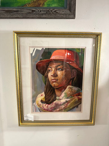 Large framed portrait painting
