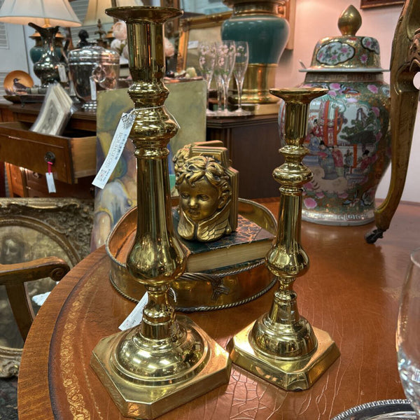 Set of Virginia Metalcrafters Harvin Solid Brass Candlesticks 15.5" and 12.5". ***IN STORE PICK UP ONLY