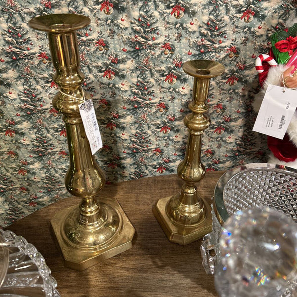 Set of Virginia Metalcrafters Harvin Solid Brass Candlesticks 15.5" and 12.5". ***IN STORE PICK UP ONLY