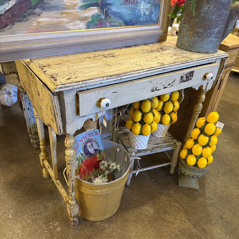 Chippy Yellow Table. 37long x 18deep x 31tall