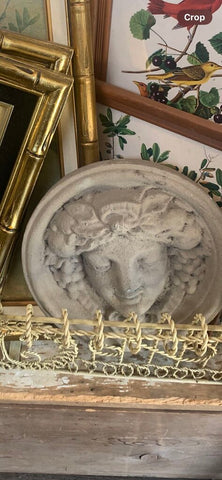 Vintage stone Medusa garden plaque