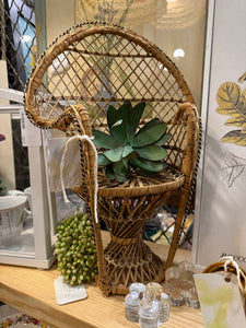 Vintage wicker peacock chair miniature